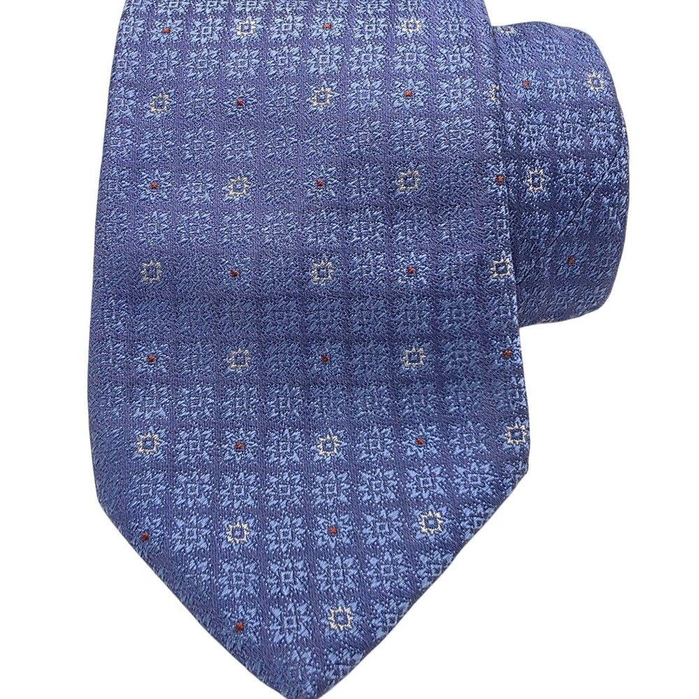 Marc Allen Designer Luxury Men's Blue Geometric 100% Silk Tie Necktie Italy